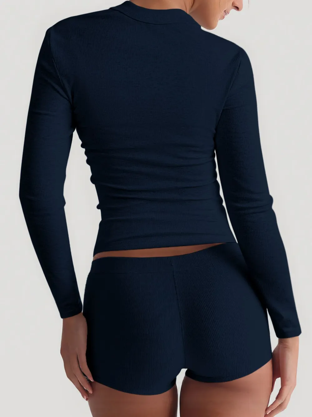 Square Neck Long Sleeve Top and Shorts Set, image 6