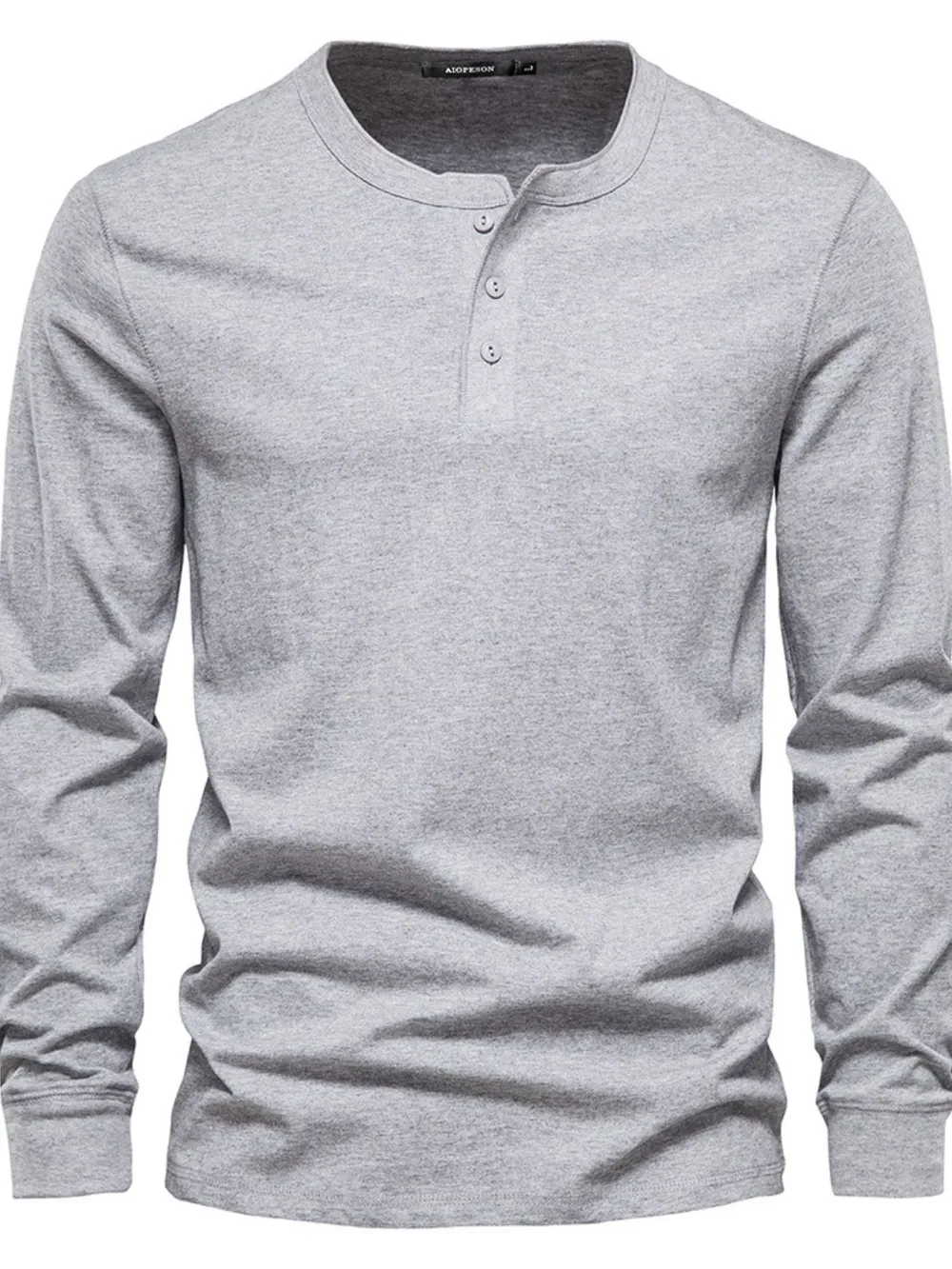 Men's Full Size Quarter Button Round Neck Long Sleeve T-Shirt Plus Size, image 6
