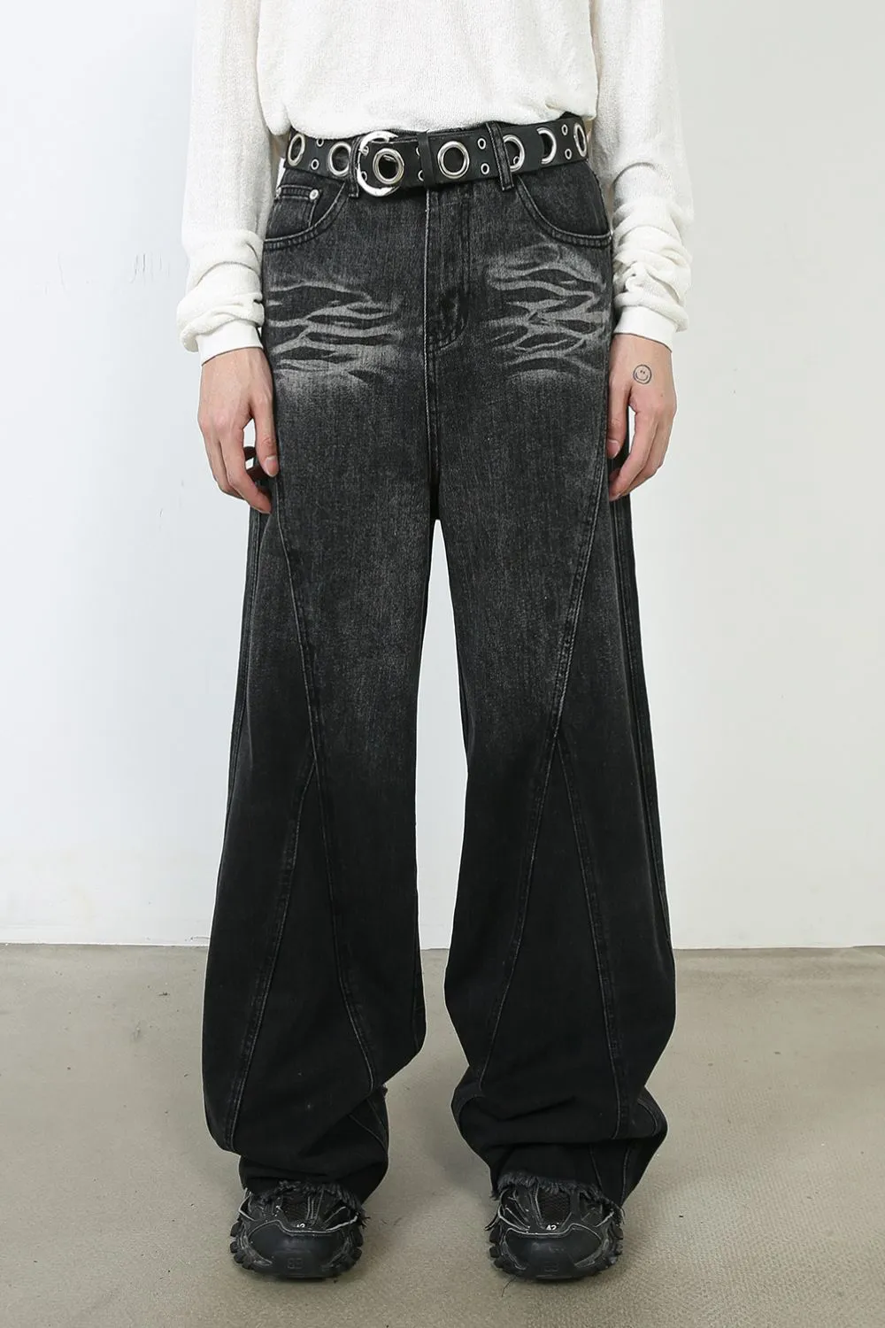 Men's Wide Leg Jeans with Pockets, image 2