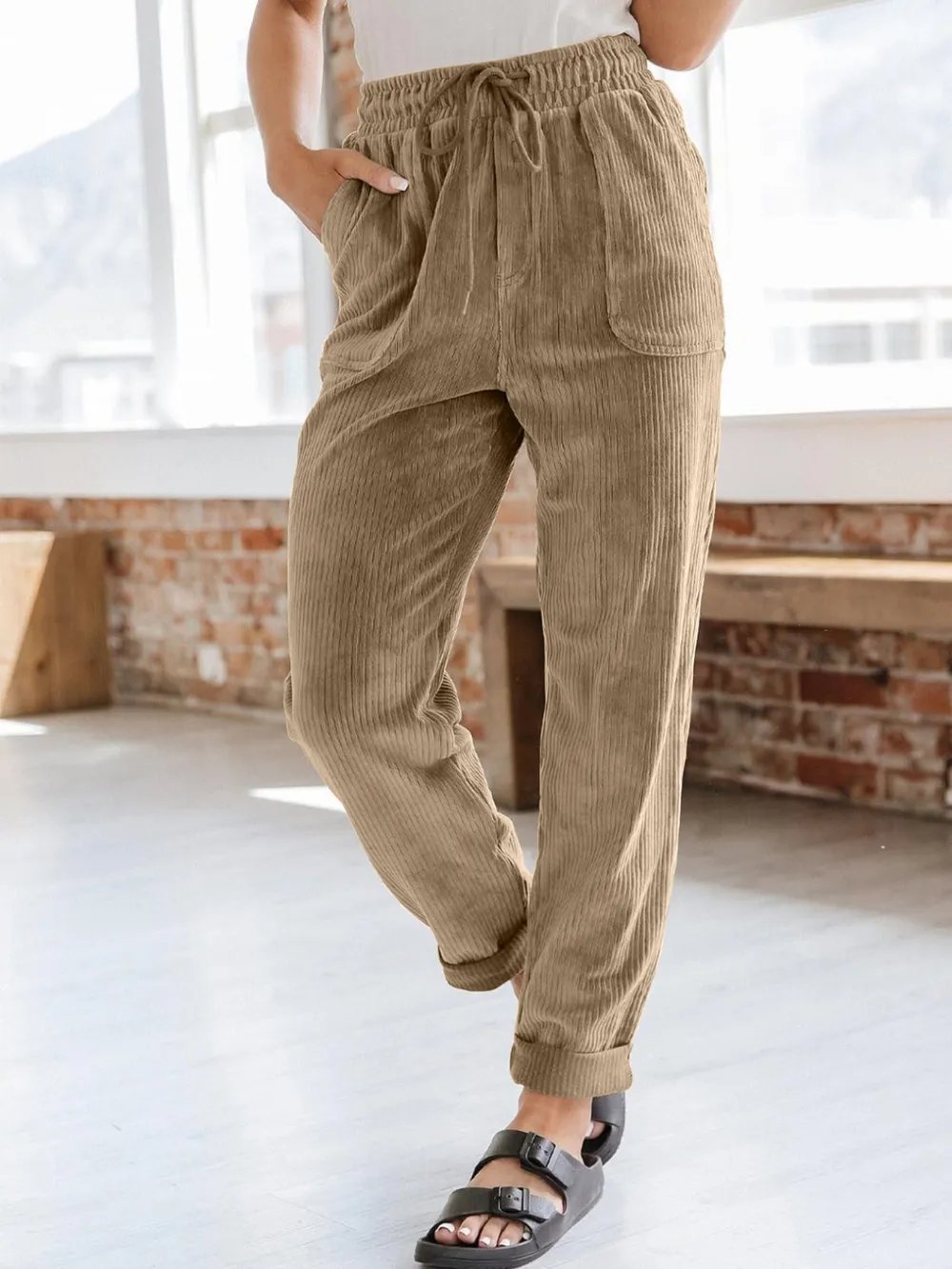 Drawstring Pants with Pockets, image 2