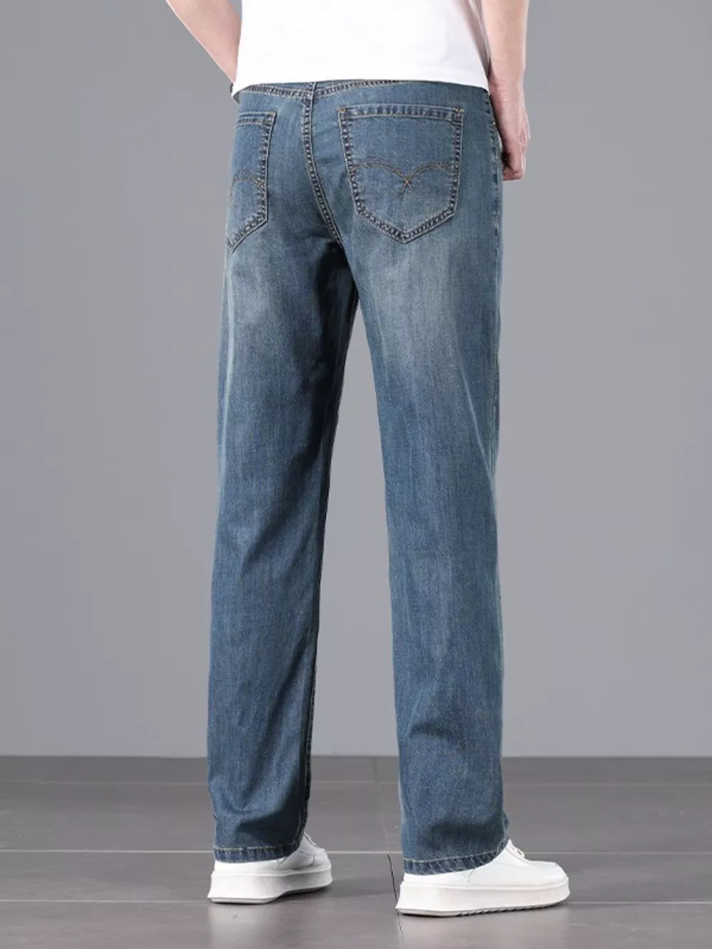 Men's Straight Fit Wash Jeans, image 4