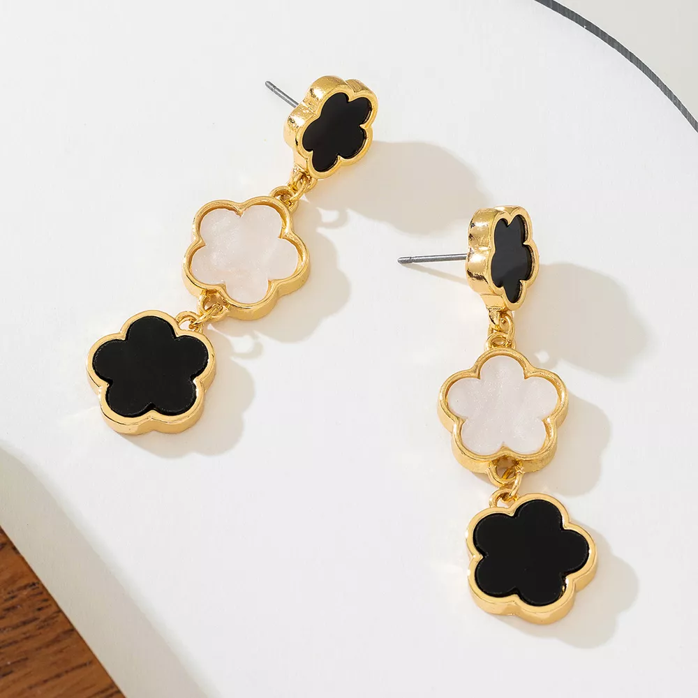 18K Gold-Plated Clover Drop Earrings, image 2