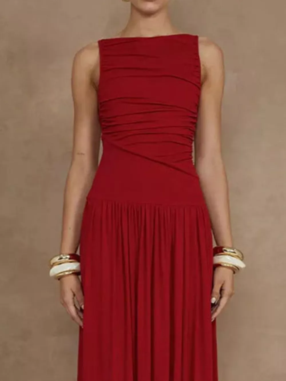 Ruched Sleeveless Maxi Dress, image 5