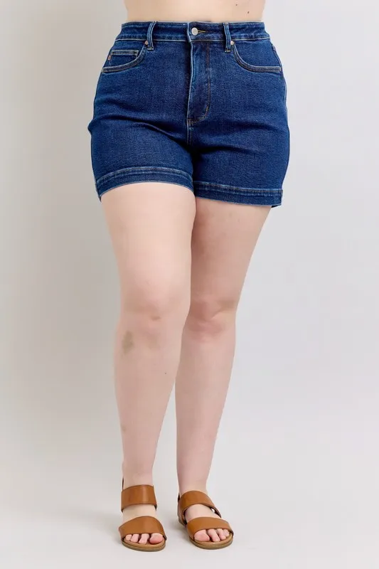 Full Size High Waist Tummy Control Denim Shorts Plus Size, image 2