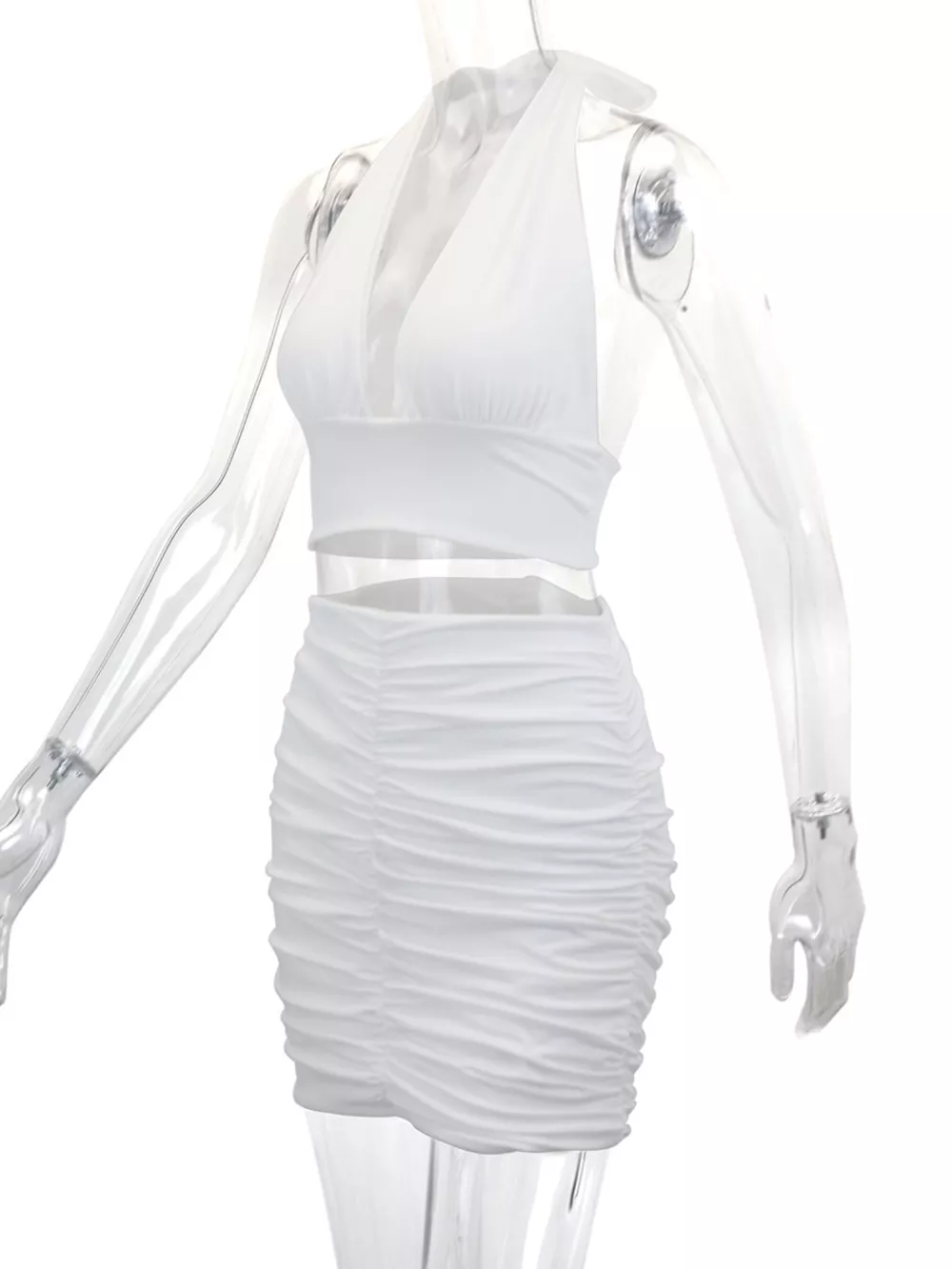 Halter Crop Top and Ruched Bodycon Mini Skirt Set, image 31