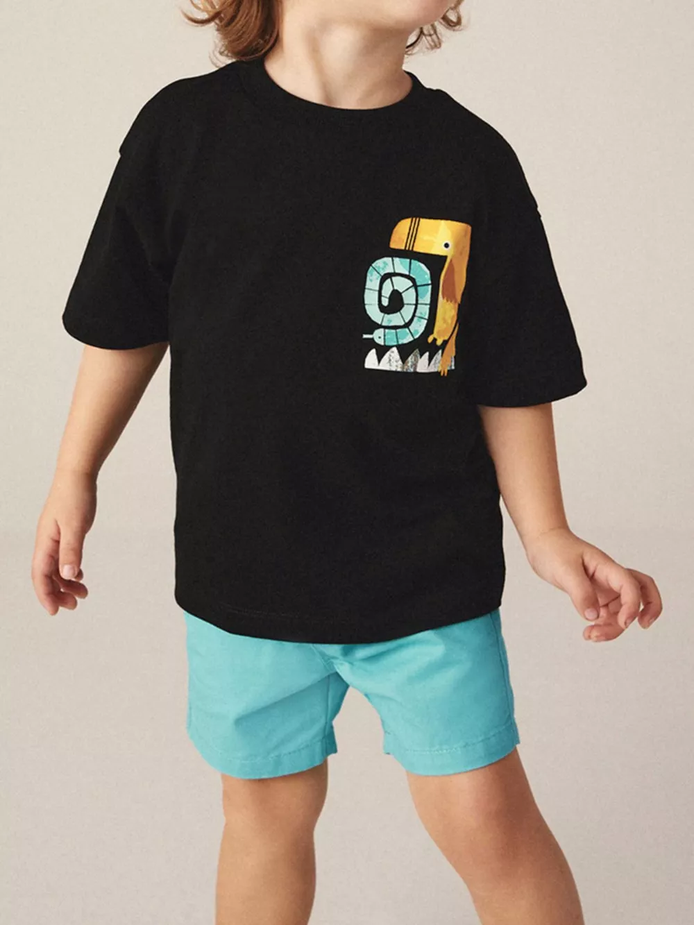 Children's Cartoon Graphic Tee and Shorts Set