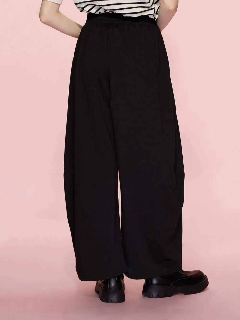 Elastic Waist Wide Leg Pants with Pockets, image 2