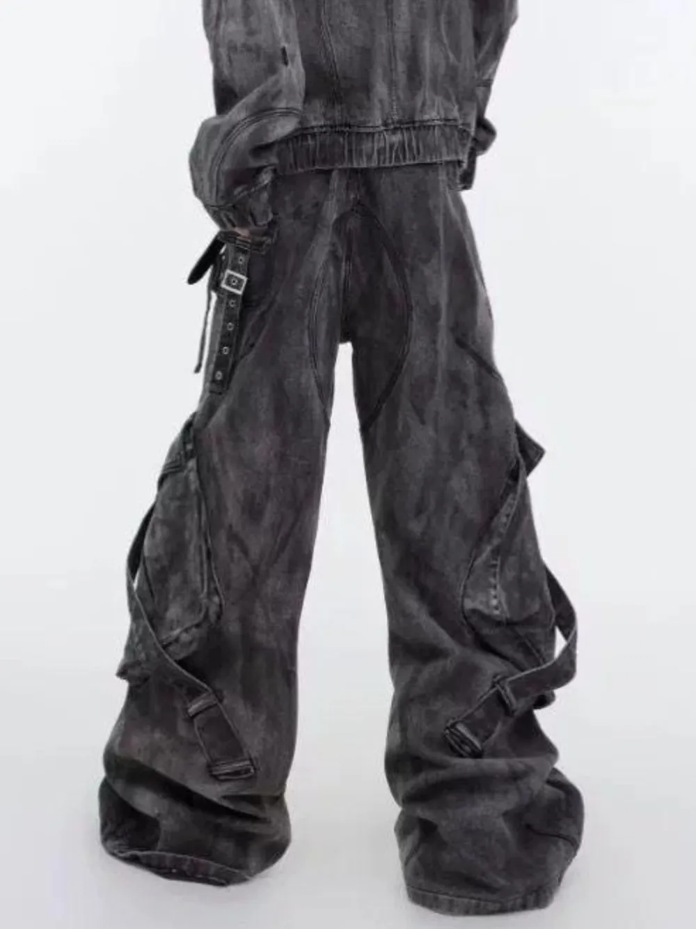 Men's Plus Size Wide Leg Cargo Jeans, image 4