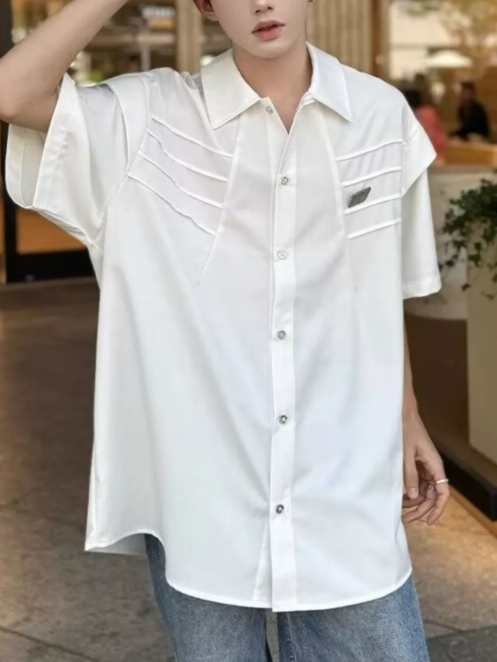 Men's Plus Size Button Up Half Sleeve Shirt, image 3