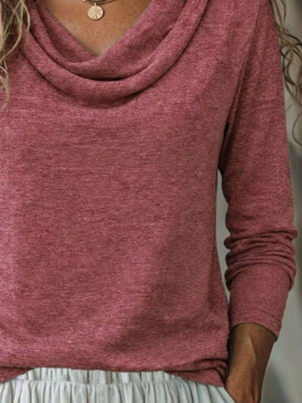 Cowl Neck Long Sleeve T-Shirt, image 9