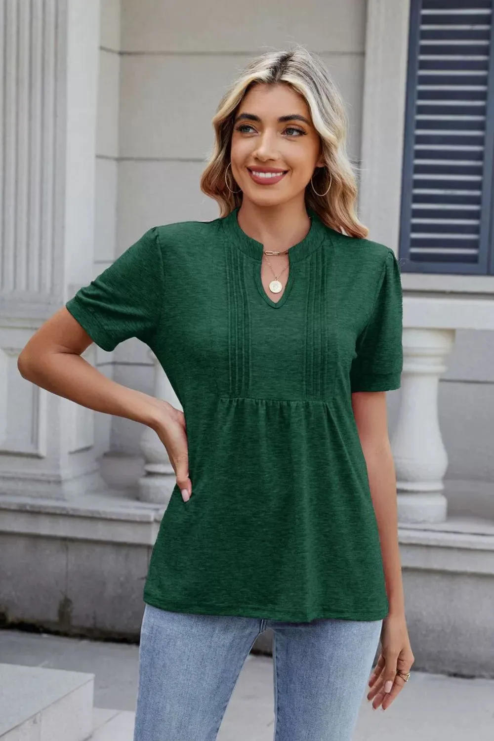 Notched Short Sleeve Top, image 4