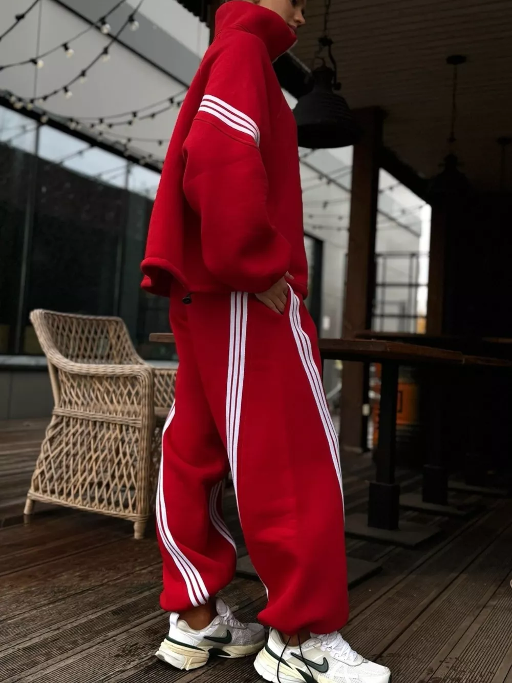 Contrast Striped Zip Up Top and Pants Set, image 15