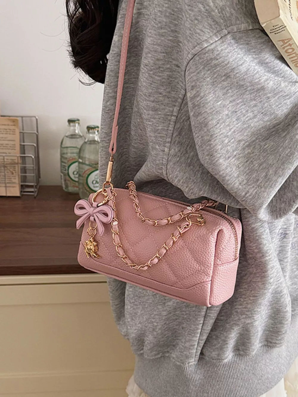 Quilted Chain Crossbody Bag, image 7
