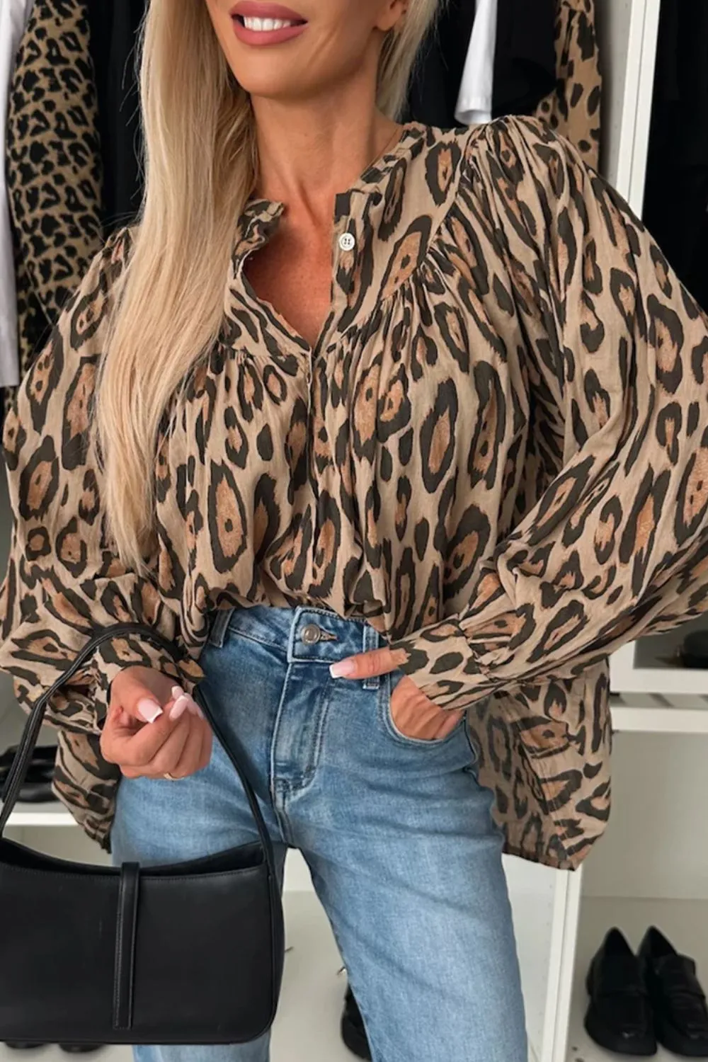 Leopard Print Button Down Long Sleeve Shirt, image 5