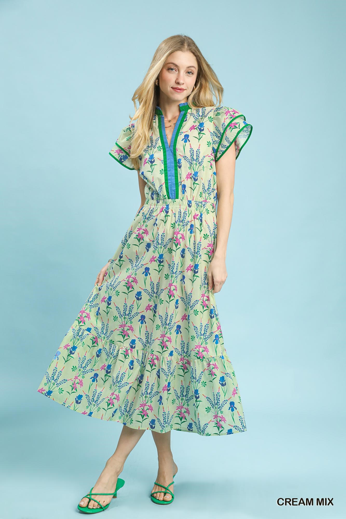 Mix Floral Midi Dress