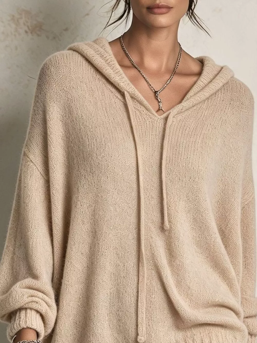 Full Size Drawstring Ribbed Hem Hooded Sweater Plus Size, image 3