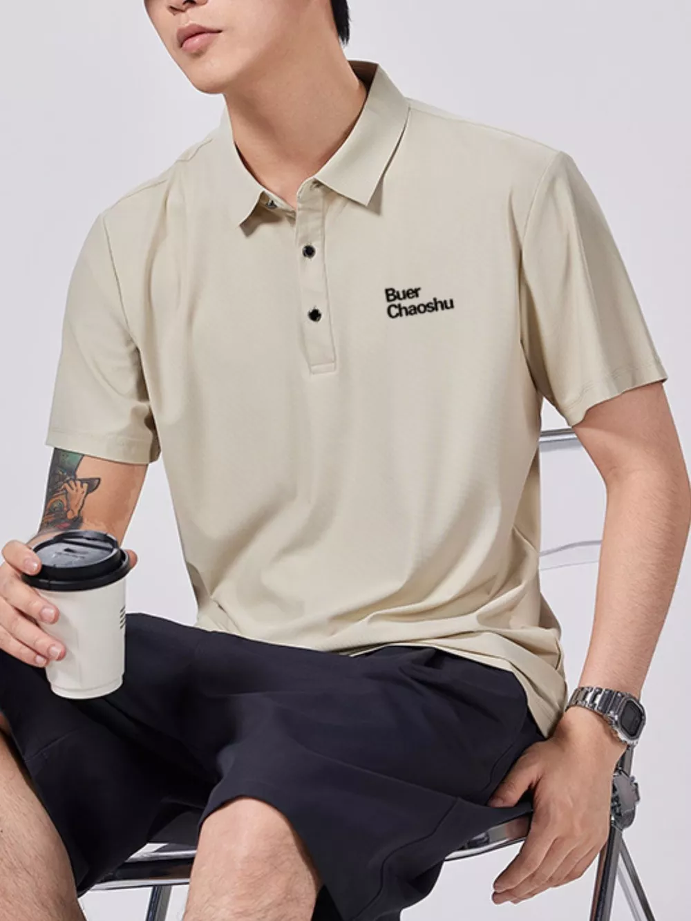 Men's Plus Size Button Detail Short Sleeve Polo