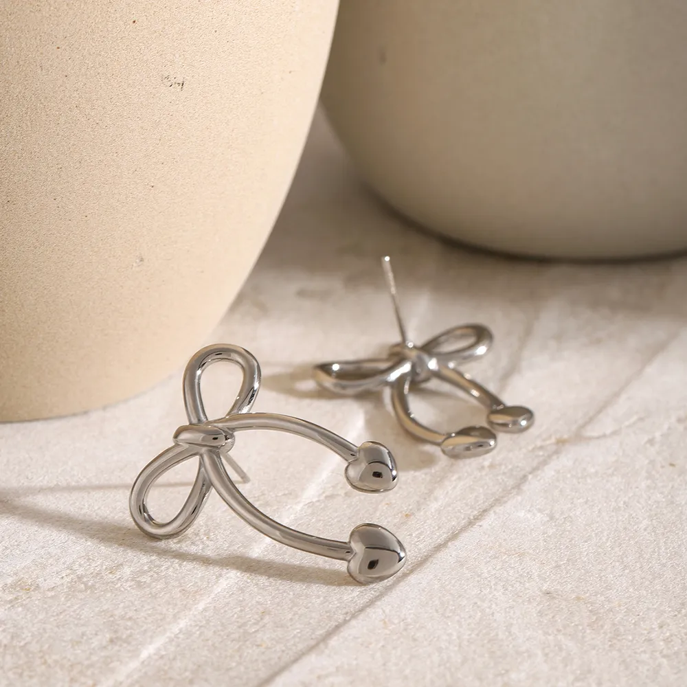 Stainless Steel Bow Earrings, image 9