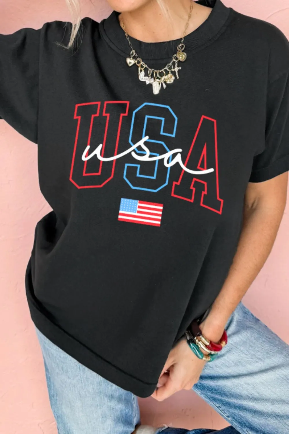 USA Round Neck Short Sleeve T-Shirt, image 2