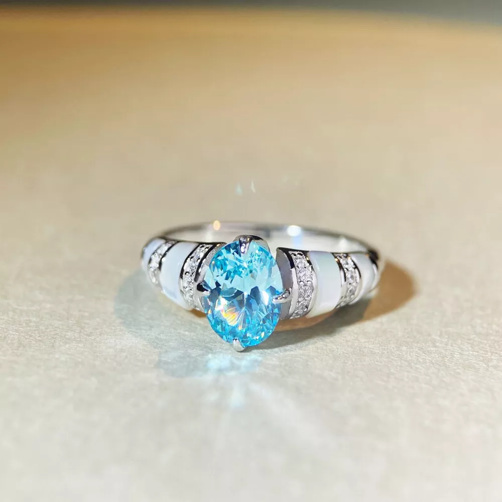 925 Sterling Silver Zircon Geometric Ring, image 6