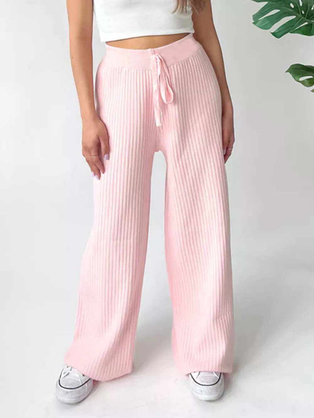 Ribbed Wide Leg Sweater Pants, image 10