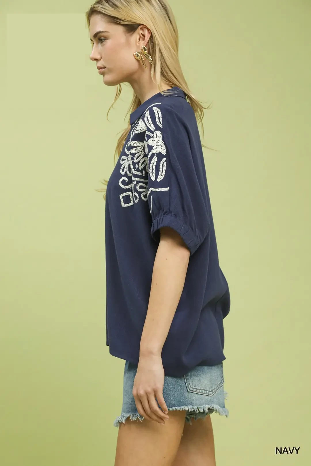 Floral Embroidered Sleeve Blouse, image 2