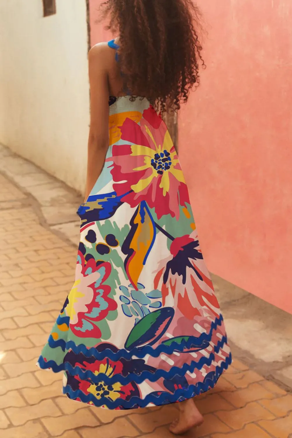 Printed Square Neck Wide Strap Dress, image 6