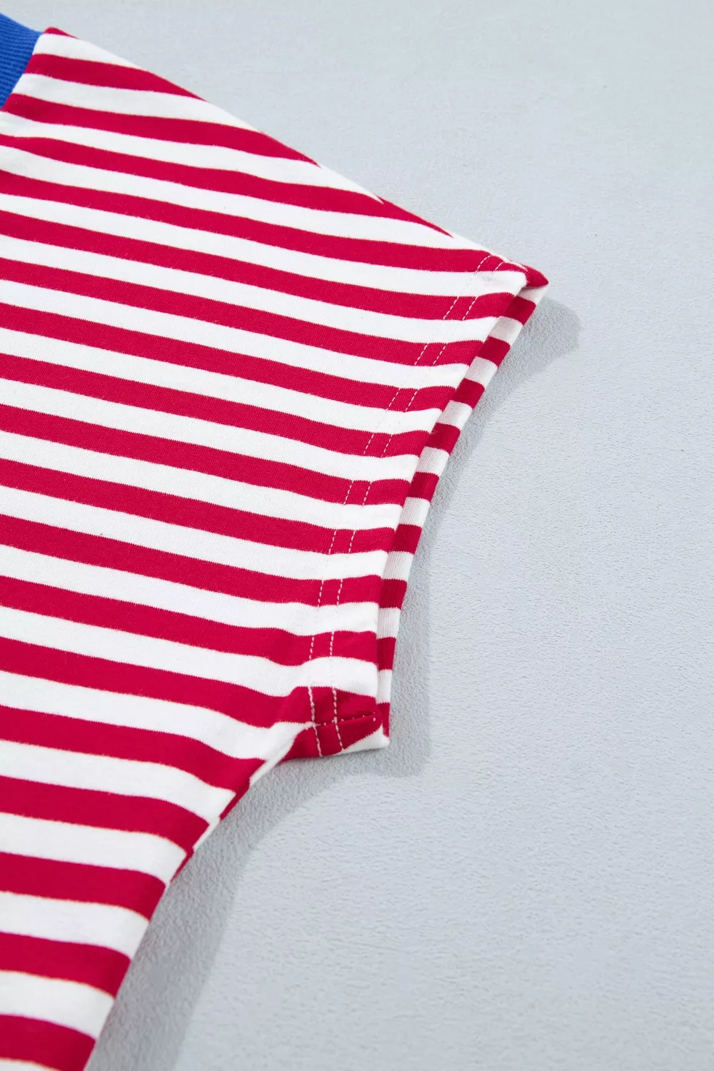 Stripe Colorblock Trim V Neck Tee Drawstring Elastic Waist Shorts Set, image 8