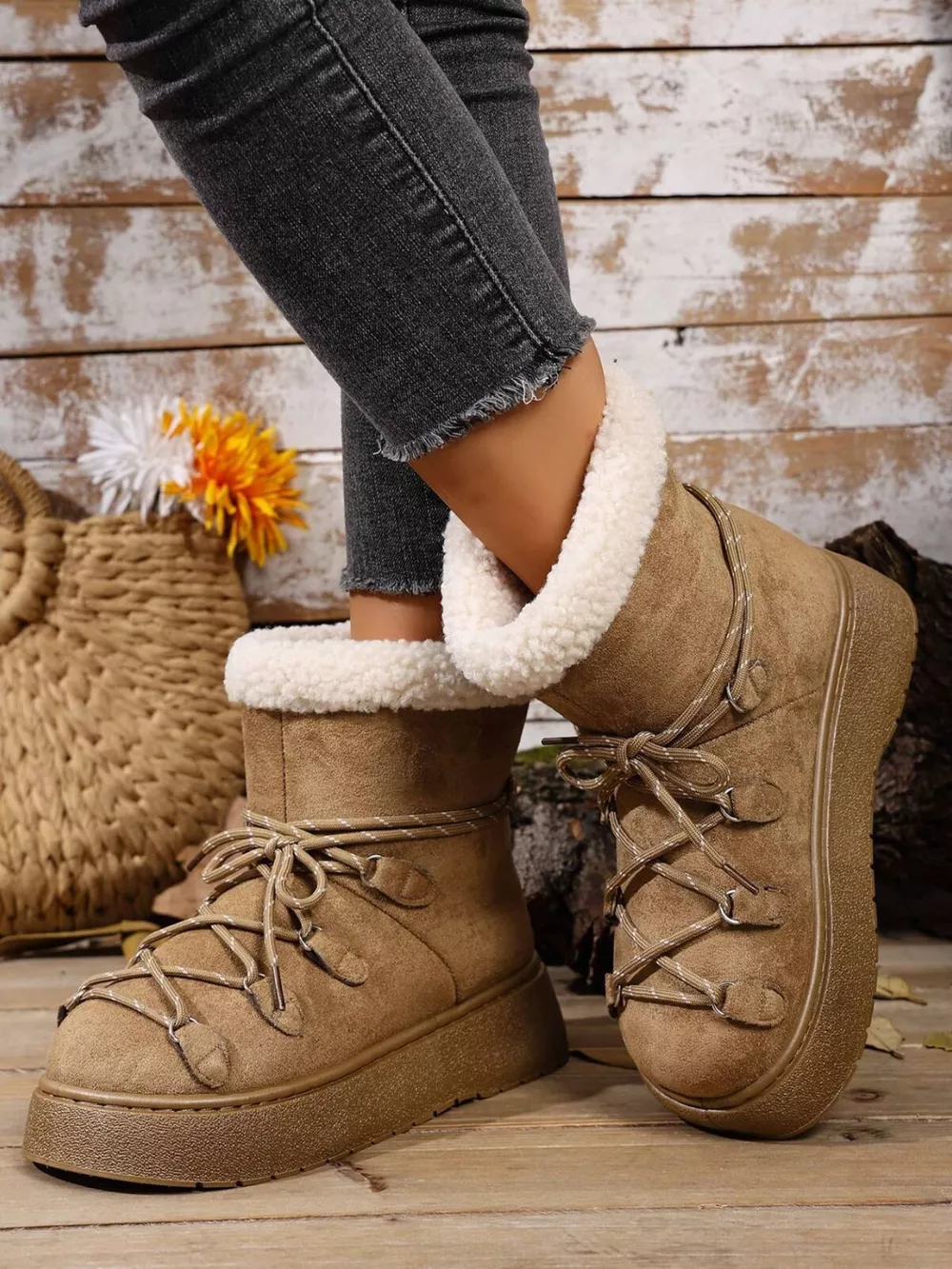 Round Toe Lace Up Platform Boots, image 4