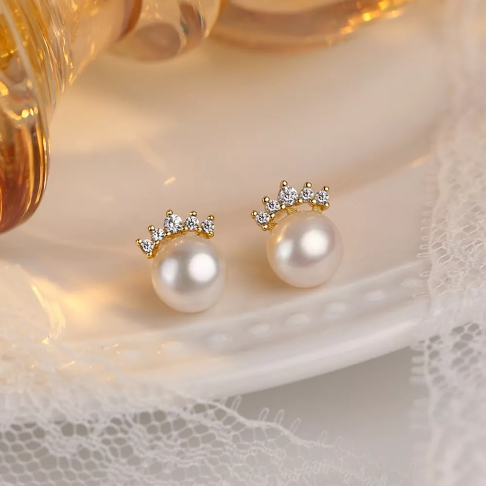 Freshwater Pearl Stud Earrings, image 4