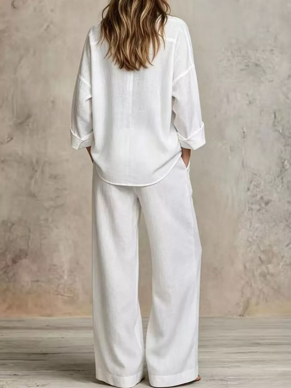 Full Size Button-Down Shirt and Wide-Leg Pants Set Plus Size, image 21