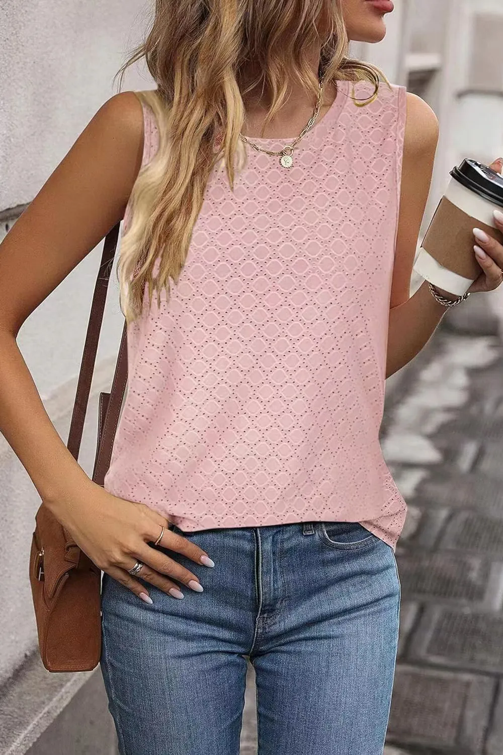Eyelet Round Neck Tank, image 11