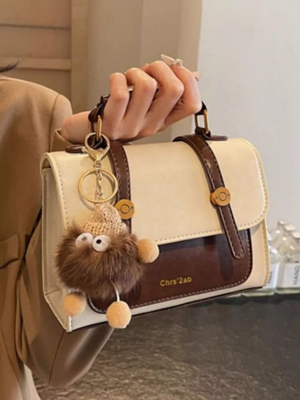 Two-Tone Flap Crossbody Bag
