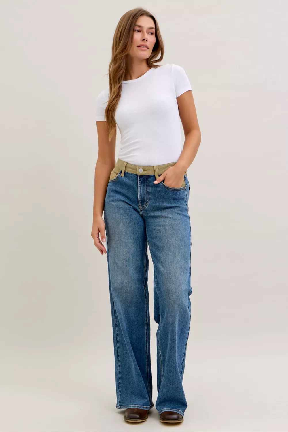 MR Column Straight Jeans with Corduroy Waist, image 3