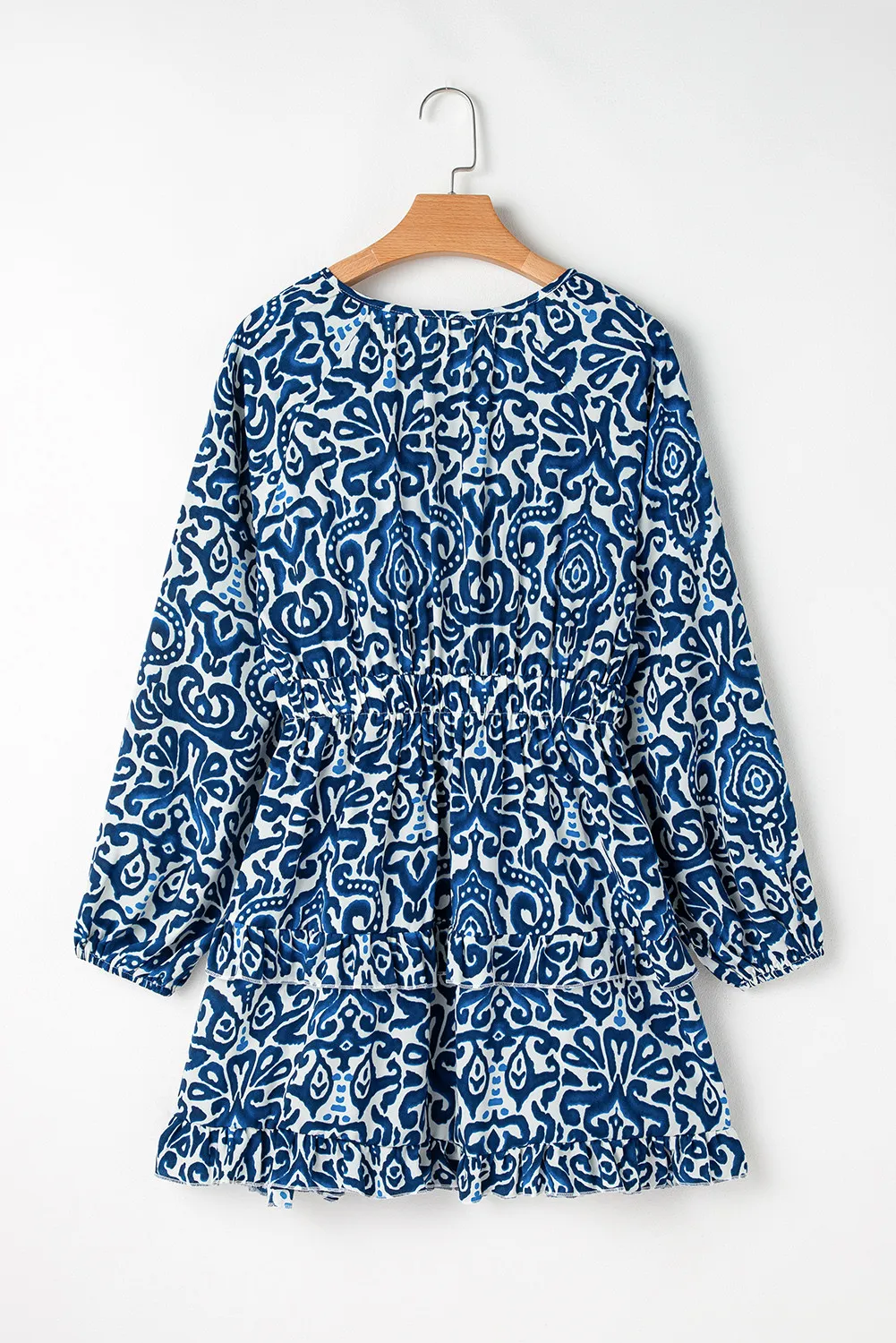Printed Tie Neck Long Sleeve Dress, image 2
