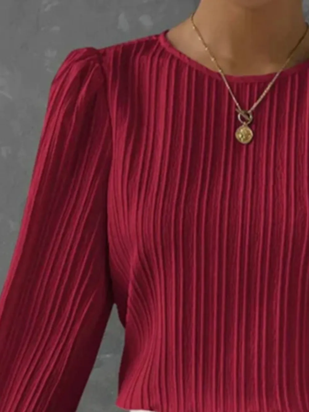 Round Neck Long Sleeve Blouse, image 9