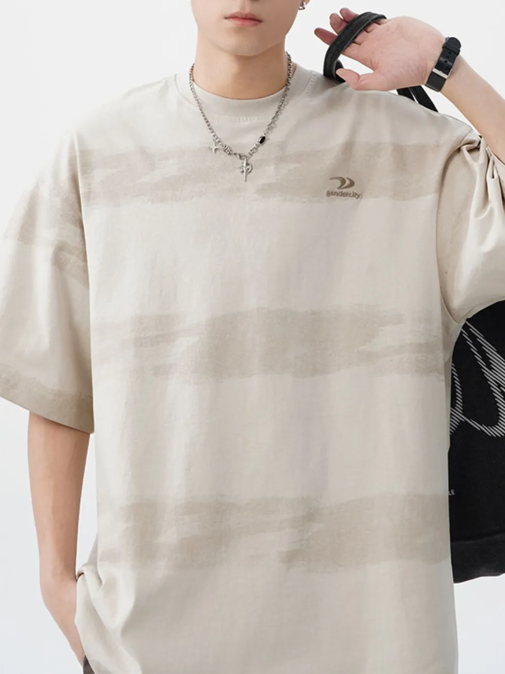 Men's Plus Size Basic style Round Neck Striped T-Shirt, image 16