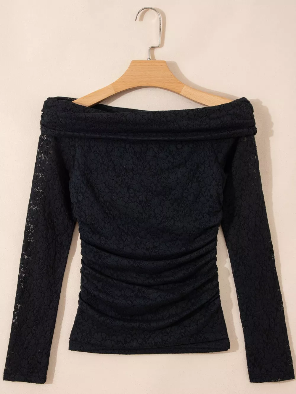 Floral Lace Off-shoulder Long Sleeve Slim Top, image 3