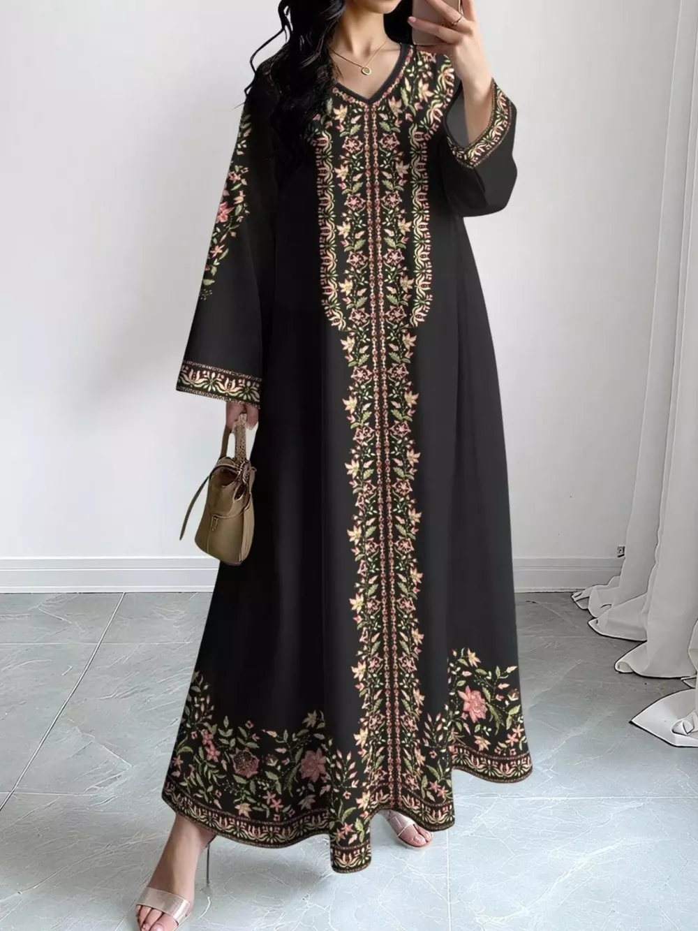 Floral Long Sleeve Maxi Dress, image 5