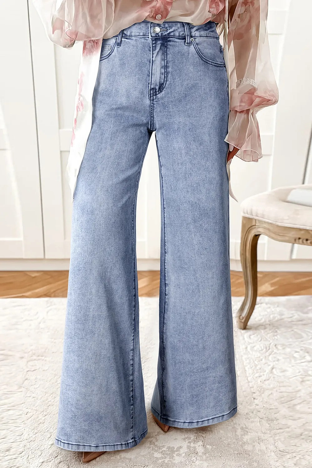 High-Waisted Wide Leg Flare Jeans, image 2