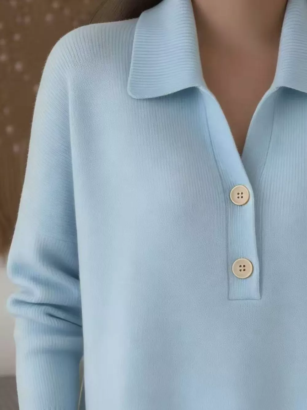 Ribbed Knit Button Detail Sweater, image 2