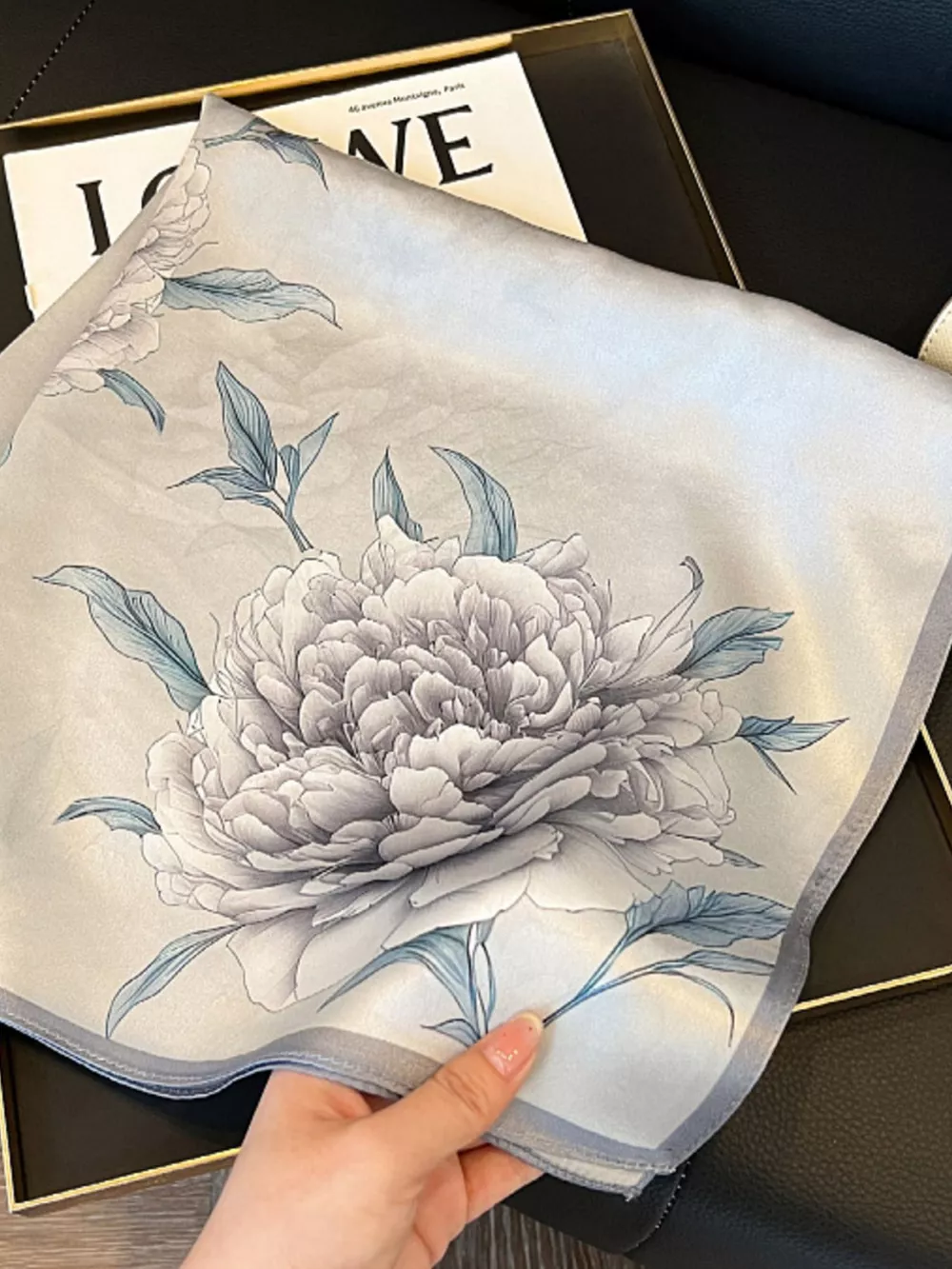 Floral Print Silk Square Scarf, image 3