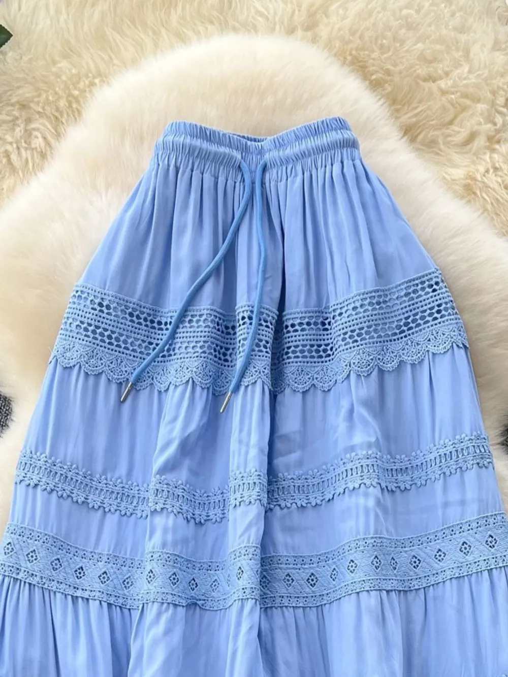 Drawstring Lace Tiered Skirt, image 13