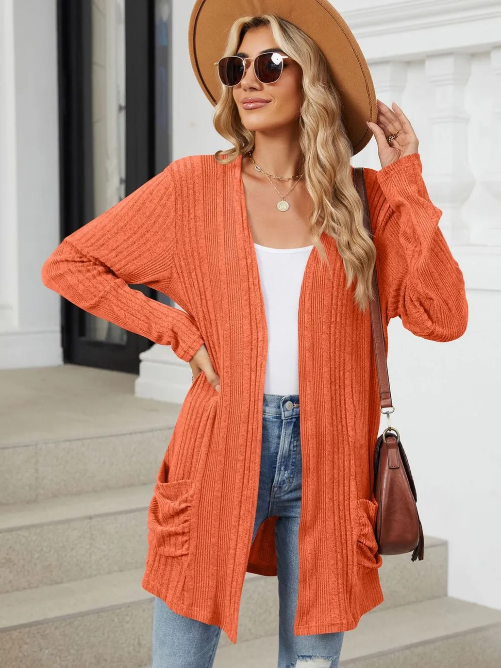 Pocketed Open Front Long Sleeve Cardigan, image 22