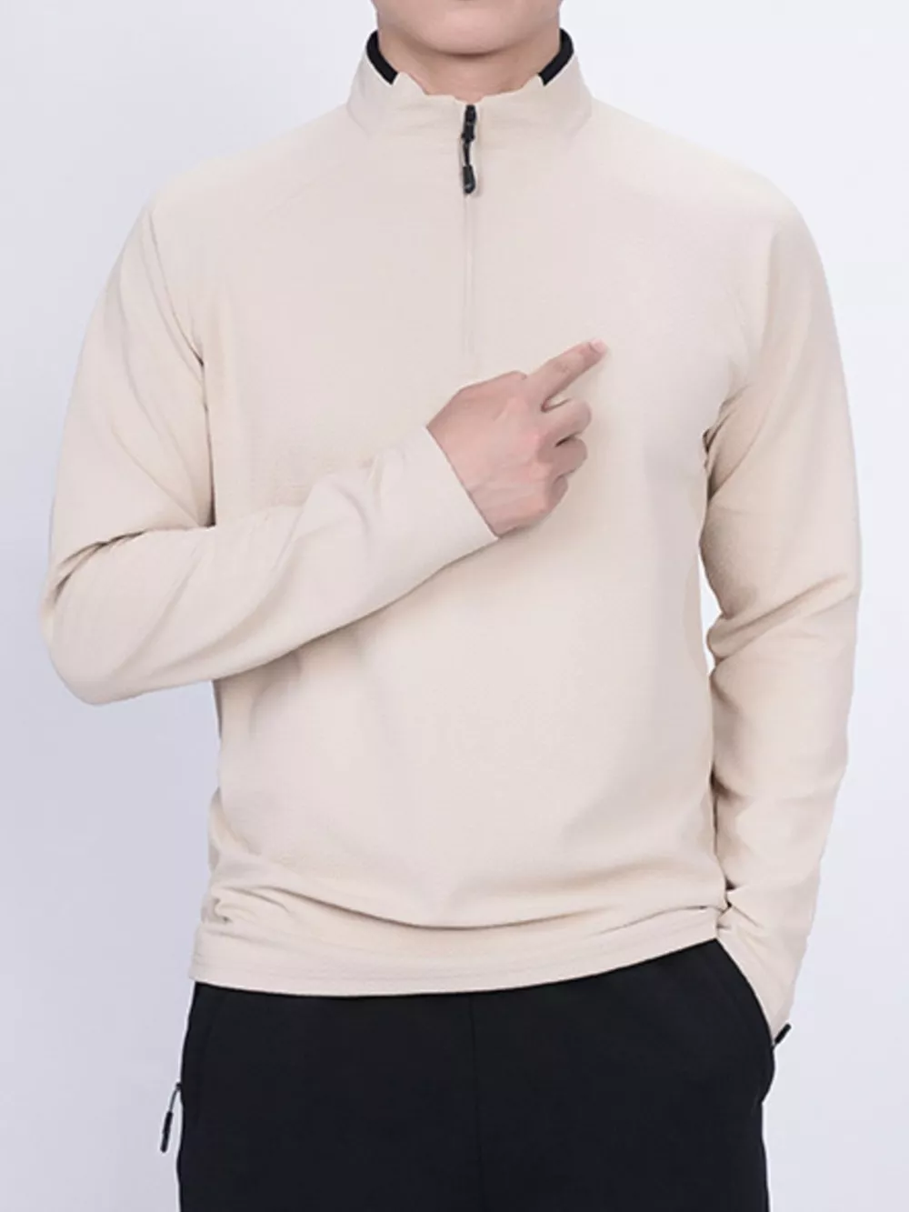 Men's Plus Size Casual Long Sleeve Quarter T-Shirt, image 2