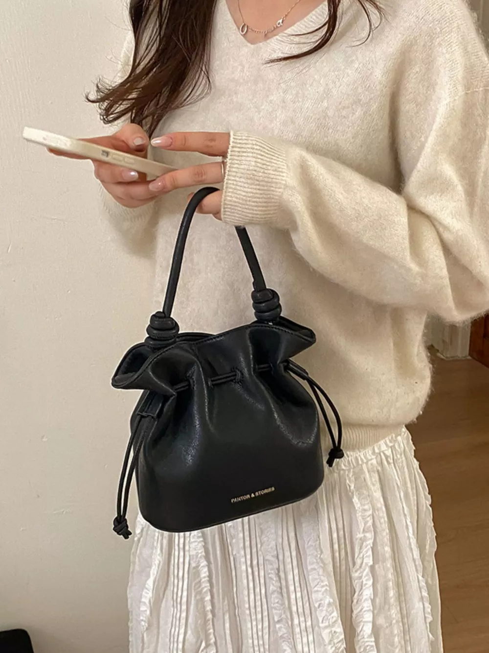 Drawstring Bucket Crossbody Bag, image 2