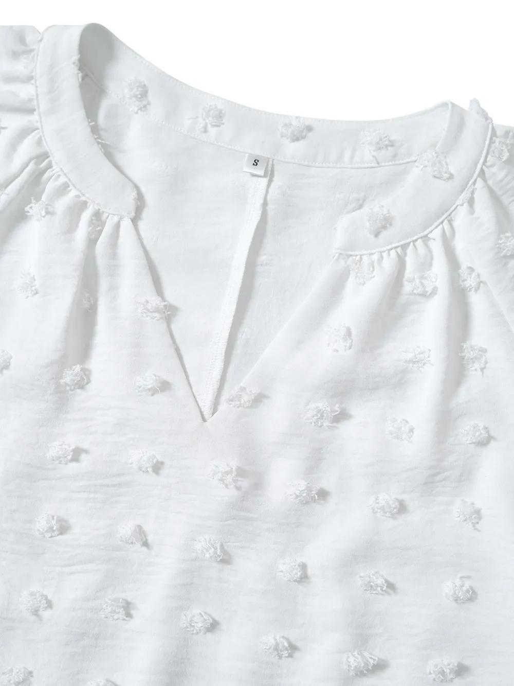 Swiss Dot Notched Half Se Blouse, image 10