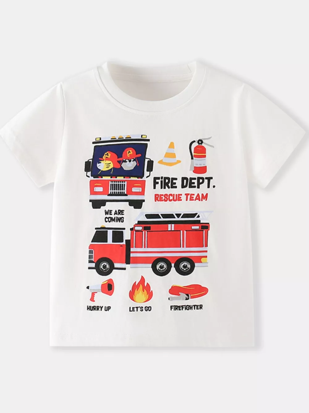 Children's Fire Truck Graphic Crew Neck T-Shirt, image 2