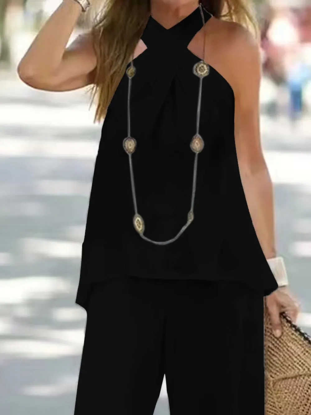 Halter Top and Wide Leg Pants Matching Set, image 5