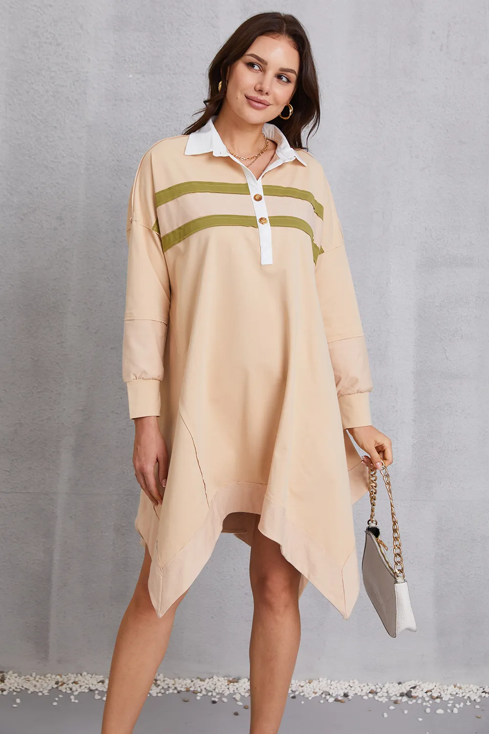 Half Button Handkerchief Hem Dress, image 5
